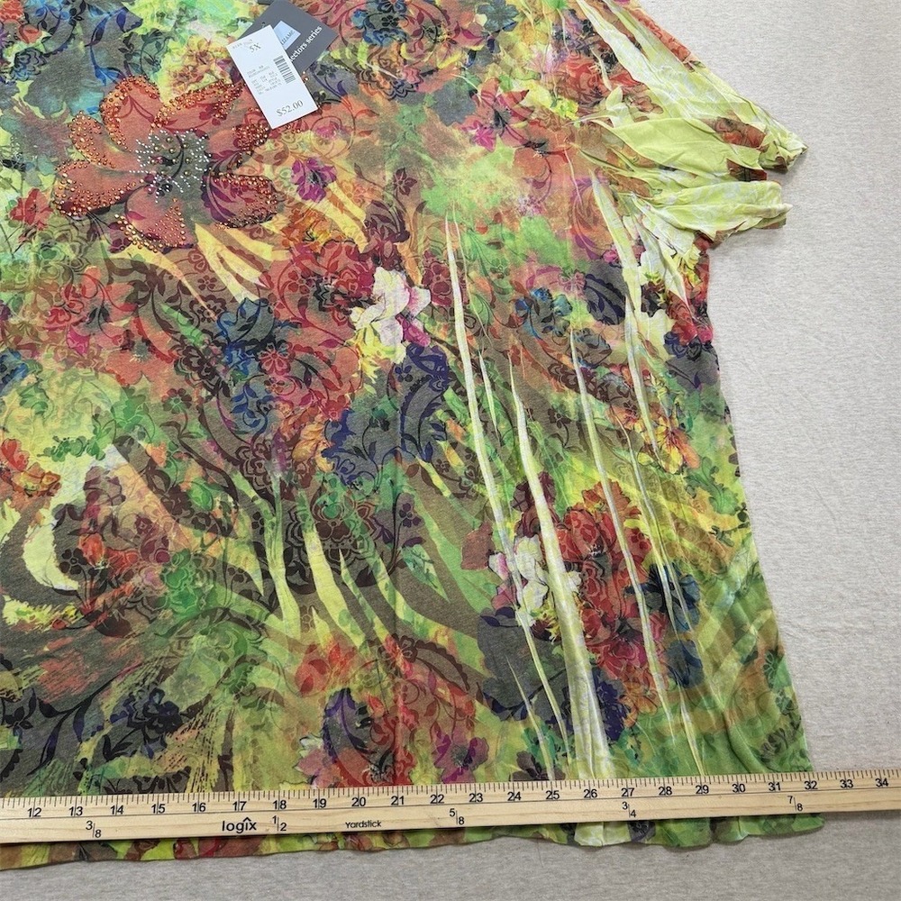 Liz & Me Tunic Blouse Womens 5XL Multicolor Floral Butterfly Rhinestone - Picture 6 of 9